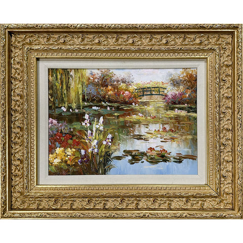 Oil on Canvas Garden Pond Landscape Decorative Painting