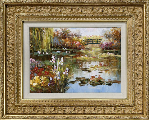 Oil on Canvas Garden Pond Landscape Decorative Painting