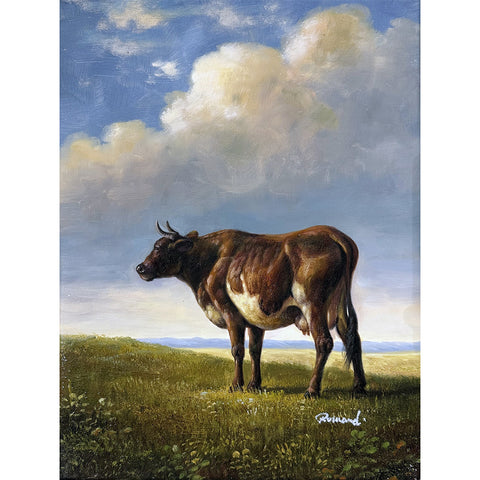 Romand Oil on Canvas Cow on the Landscape Decorative Painting