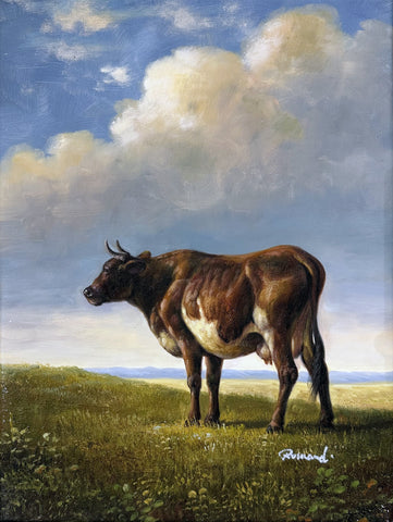 Romand Oil on Canvas Cow on the Landscape Decorative Painting