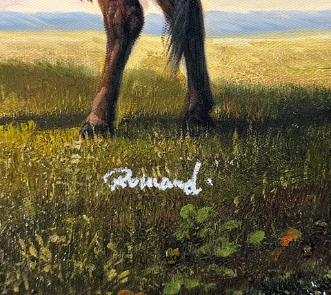 Romand Oil on Canvas Cow on the Landscape Decorative Painting