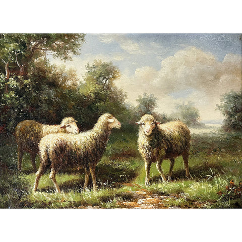 Oil on Canvas Sheep in the pasture Decorative Painting