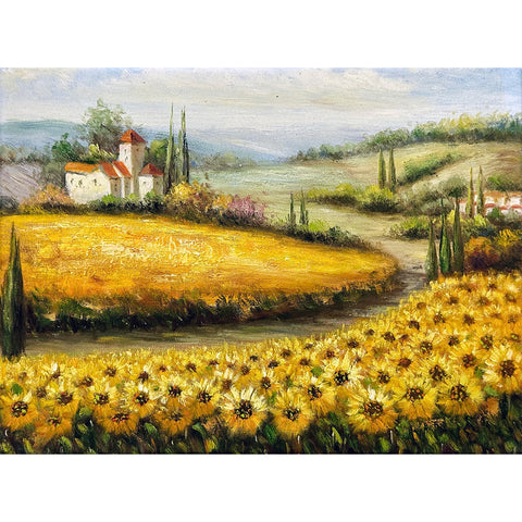 Oil on Canvas Sunflower Field Decorative Painting