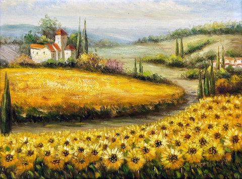 Oil on Canvas Sunflower Field Decorative Painting