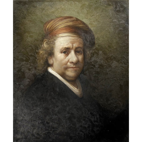 Oil on Canvas Rembrandt Portait After Rembrandt Vintage Decorative Painting