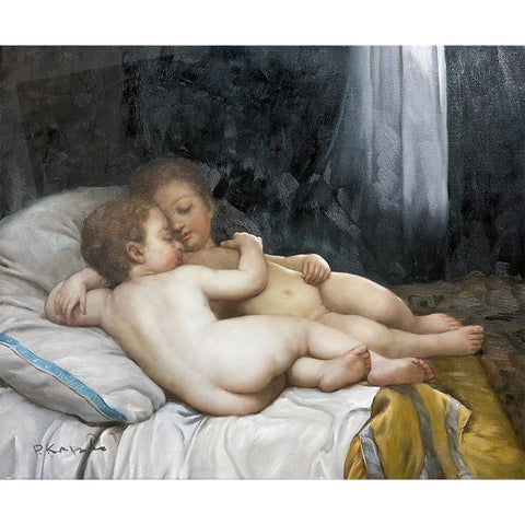 Oil on Canvas Sleeping children After William-Adolphe Bouguereau