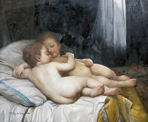 Oil on Canvas Sleeping children After William-Adolphe Bouguereau