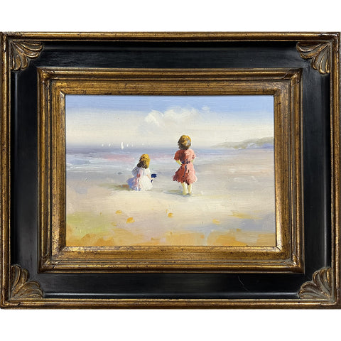 Oil on Canvas Children on the Shore Decorative Painting