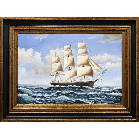 Oil on Canvas Boats At Sea Decorative Painting