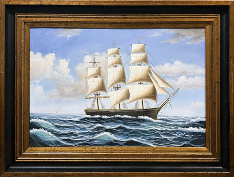 Oil on Canvas Boats At Sea Decorative Painting