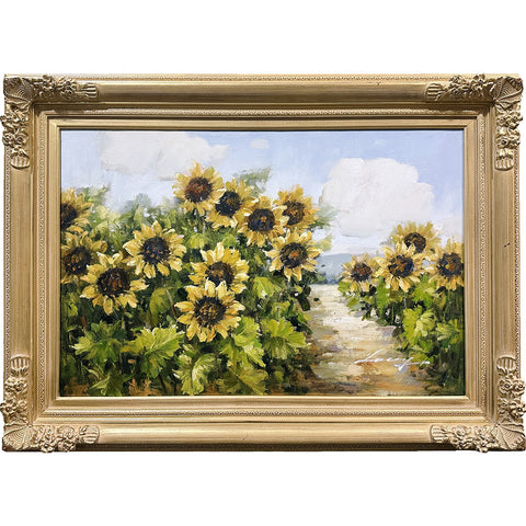 Oil on Canvas Sunflower Field Decorative Painting