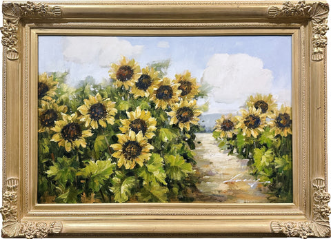 Oil on Canvas Sunflower Field Decorative Painting