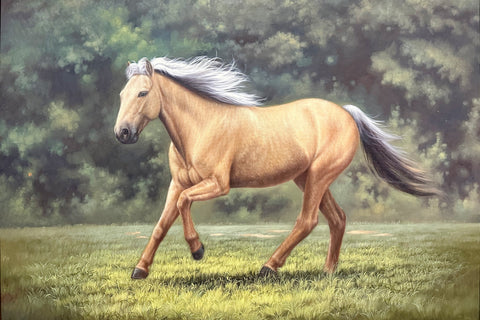 Oil on Canvas Galloping Horse Decorative Painting