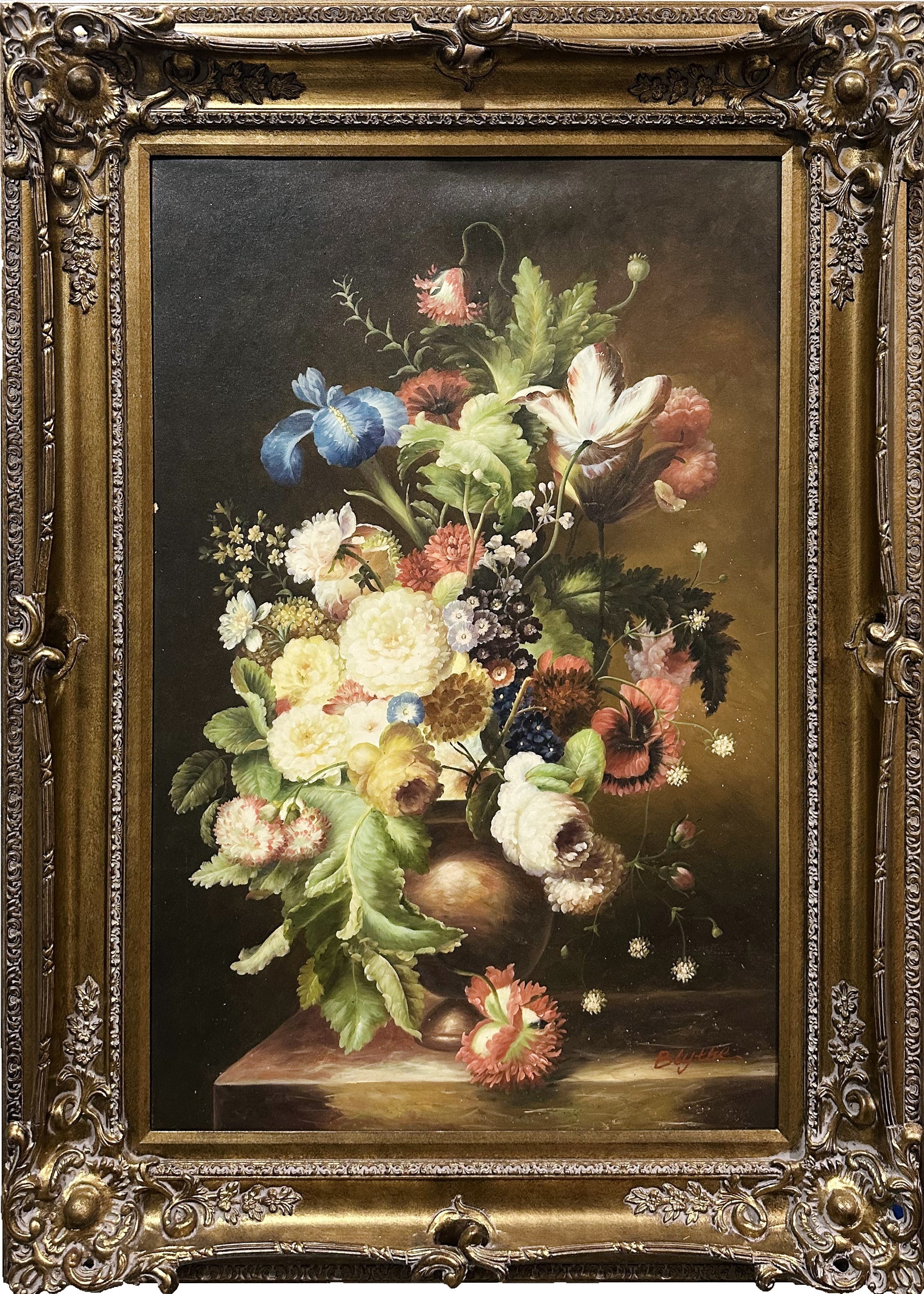 Vintage Floral Still on sale Life Oil Painting