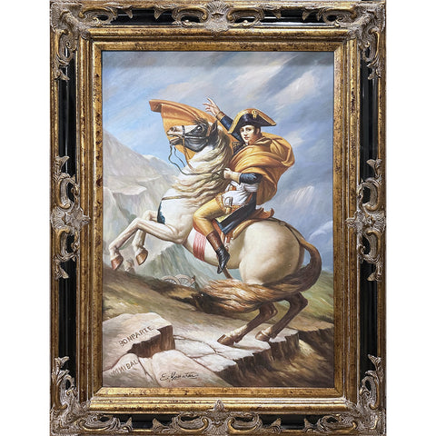 Oil on Canvas Napoleon crossing the Alps After Jacques Louis David