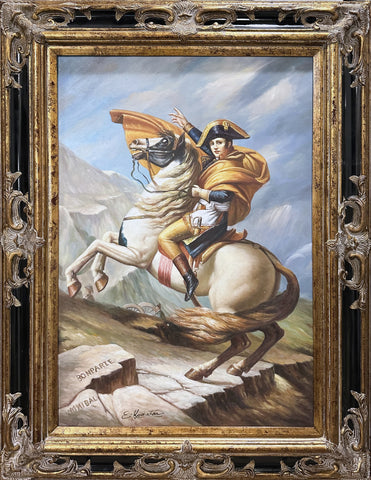 Oil on Canvas Napoleon crossing the Alps After Jacques Louis David