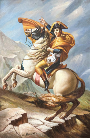 Oil on Canvas Napoleon crossing the Alps After Jacques Louis David