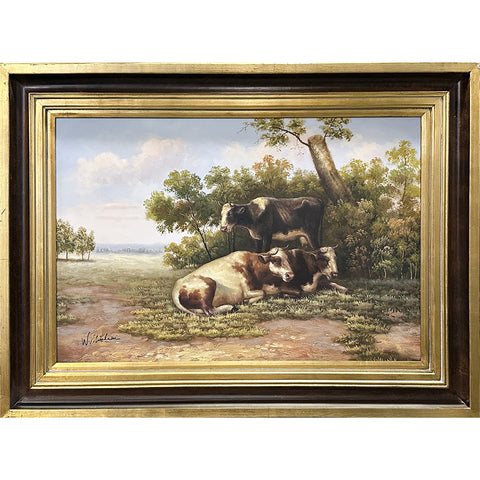 W. Mitalini Oil on Canvas Cows in the Landscape Decorative Painting