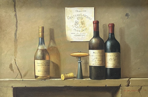 Oil on Canvas Wines Still Life Decorative Painting