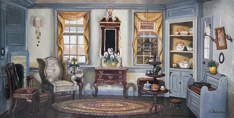 C. Bednarz Oil on Board Victorian Room Decorative Painting