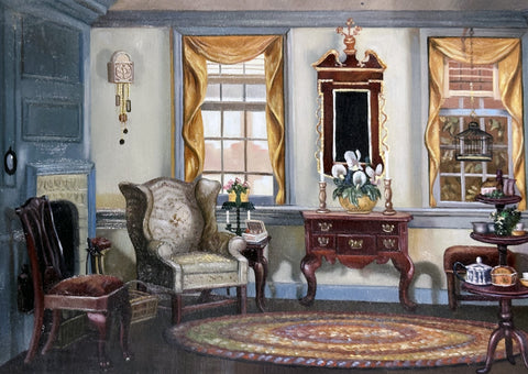 C. Bednarz Oil on Board Victorian Room Decorative Painting