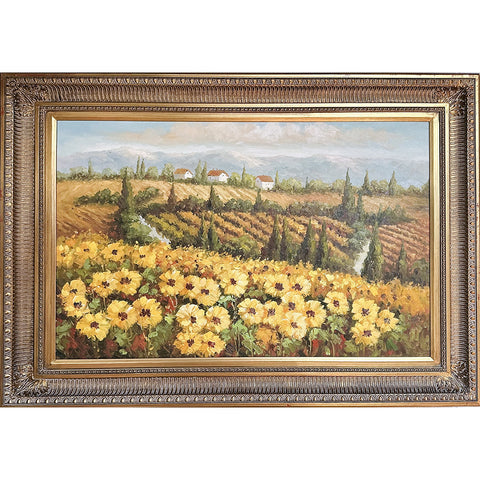 Oil on Canvas Sunflower Field Decorative Painting