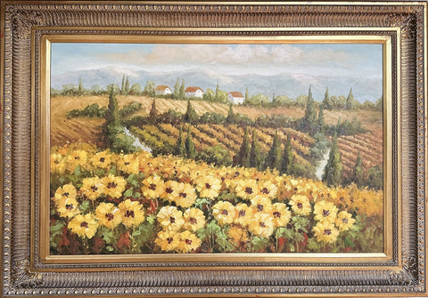 Oil on Canvas Sunflower Field Decorative Painting