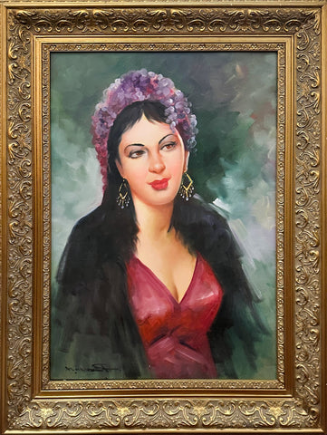 Oil on Canvas Portrait of a Woman Decorative Painting