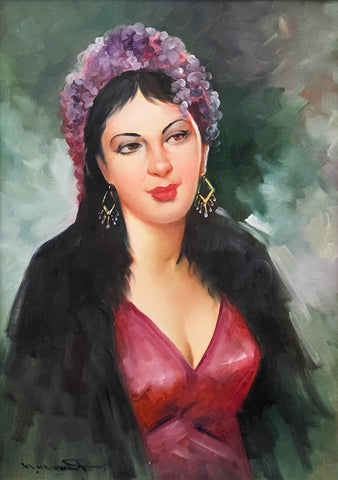 Oil on Canvas Portrait of a Woman Decorative Painting