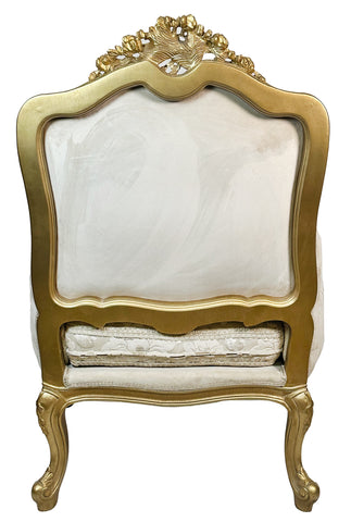 Set of two French Style Accent Chairs White and Gold Leaf Antique Finish