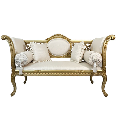 Antique Finish Two Seater Settee Gold Leaf