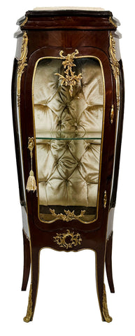 Small Vitrine Tufted Back Brown Inlay with Brass