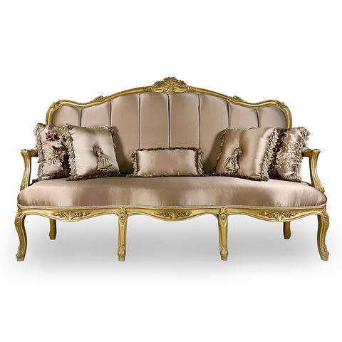 Antique Finish Open Arm 6 Piece Sofa Set Gold Leaf