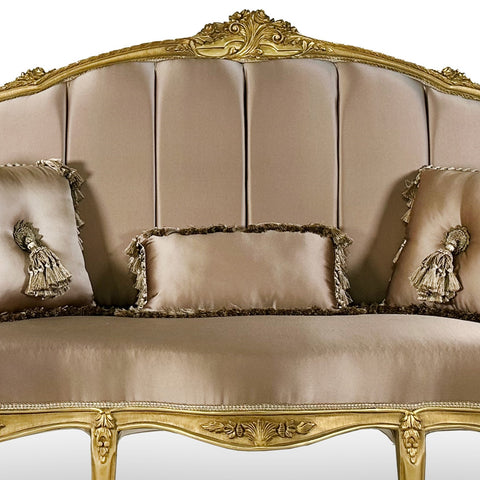 Antique Finish Open Arm 6 Piece Sofa Set Gold Leaf