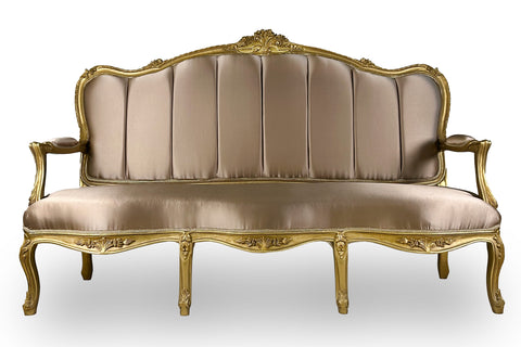 Antique Finish Open Arm 6 Piece Sofa Set Gold Leaf