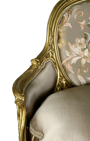 Antique Finish 5 Piece Sofa Set Gold Leaf