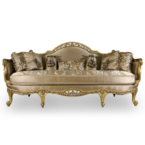 Antique Finish 5 Piece Sofa Set Gold Leaf