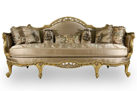 Antique Finish 5 Piece Sofa Set Gold Leaf