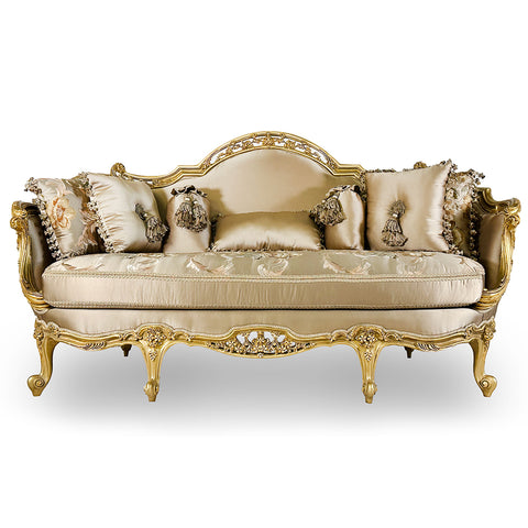 Antique Finish 5 Piece Sofa Set Gold Leaf