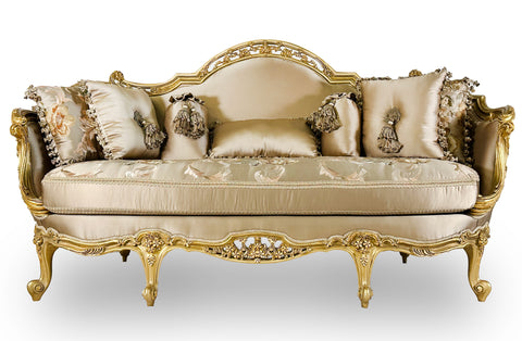 Antique Finish 5 Piece Sofa Set Gold Leaf