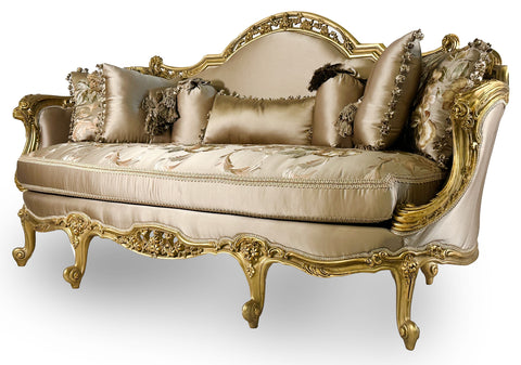 Antique Finish 5 Piece Sofa Set Gold Leaf