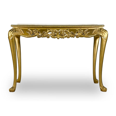 Antique Finish Console with Marble Top Gold Leaf