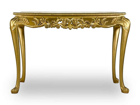 Antique Finish Console with Marble Top Gold Leaf