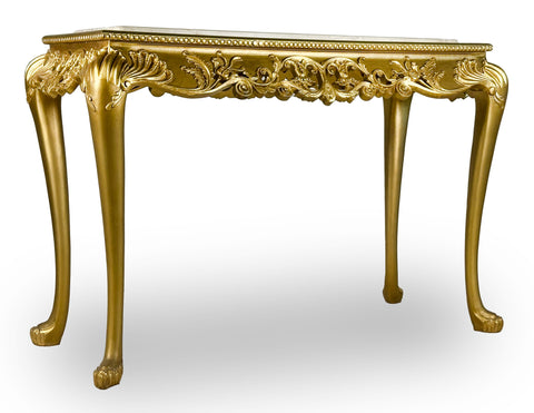 Antique Finish Console with Marble Top Gold Leaf