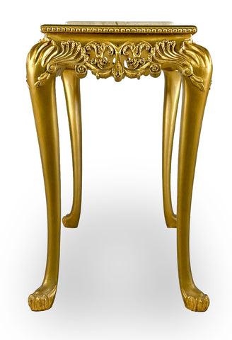 Antique Finish Console with Marble Top Gold Leaf