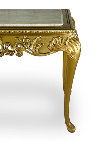 Antique Finish Console with Marble Top Gold Leaf