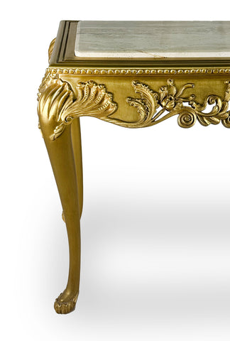 Antique Finish Console with Marble Top Gold Leaf