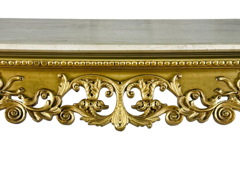 Antique Finish Console with Marble Top Gold Leaf