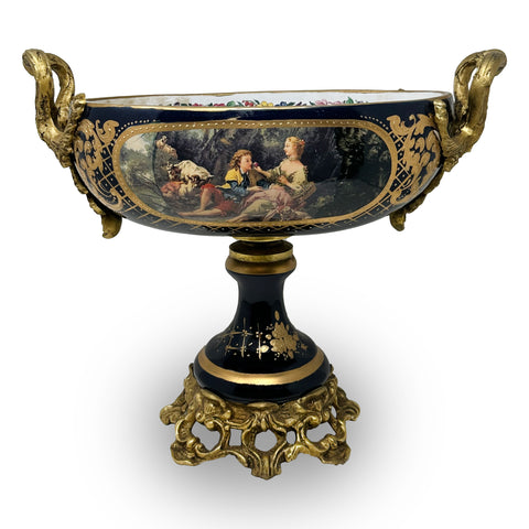 Porcelain Centerpiece with Brass