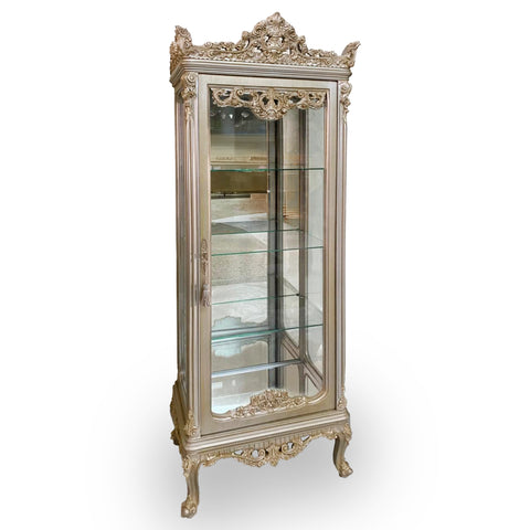 Antique Finish Vitrine Cabinet